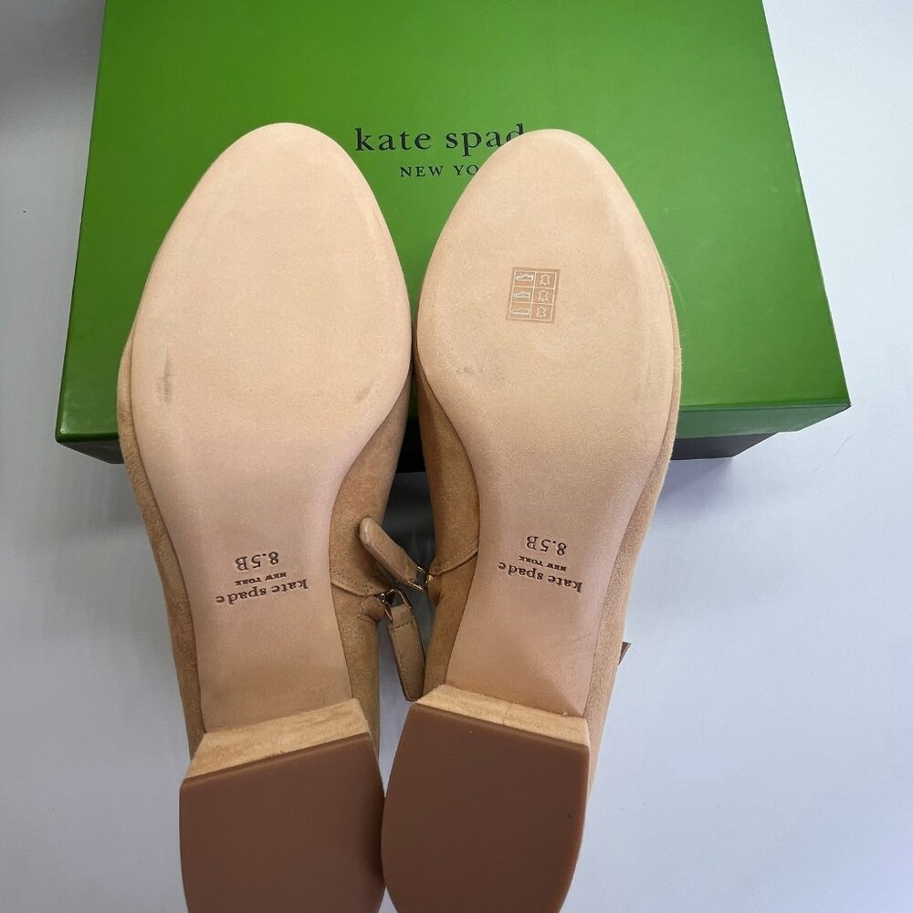 Kate Spade Knott Mid Suede Boot Size 8.5B Light Fawn Round Toe Ankle Boots - Picture 13 of 16